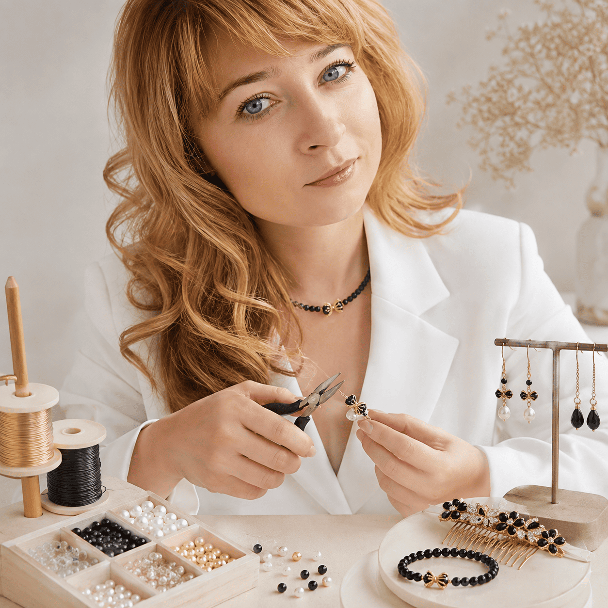 Екатерина Громенюк за созданием украшений